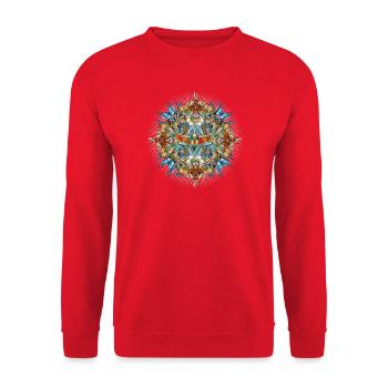 Artistic amulet made of insects in floral shape - Unisex Sweatshirt - red - Front - Alina (178cm) & Michal (187cm)