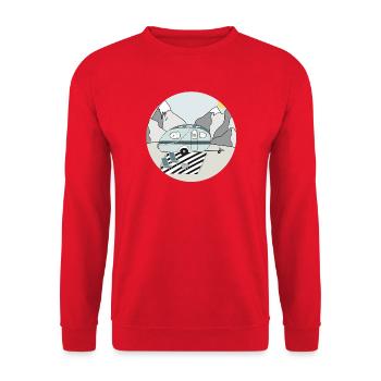 Camping in the mountains with caravan - Unisex Sweatshirt - red - Front - Alina (178cm) & Michal (187cm)