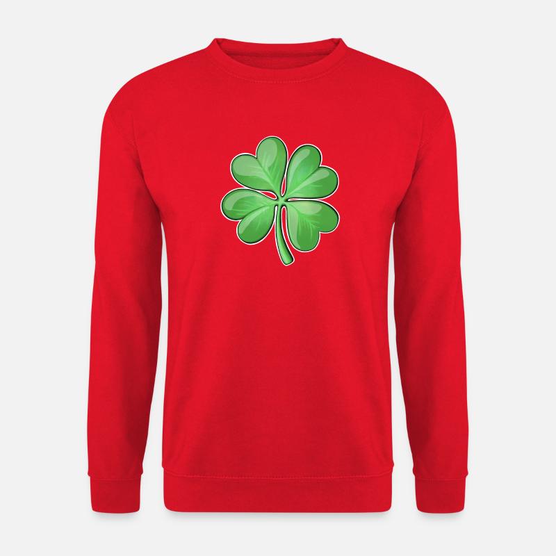 Vibrant Four-Leaf Clover Design - Unisex Sweatshirt - red