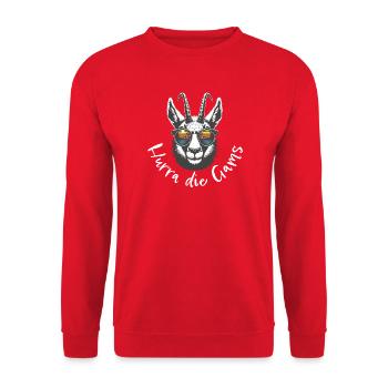 hurra die gams apres ski hütte schirurlaub wandern - Unisex Pullover - Rot - Vorne - Alina (178cm) & Michal (187cm)