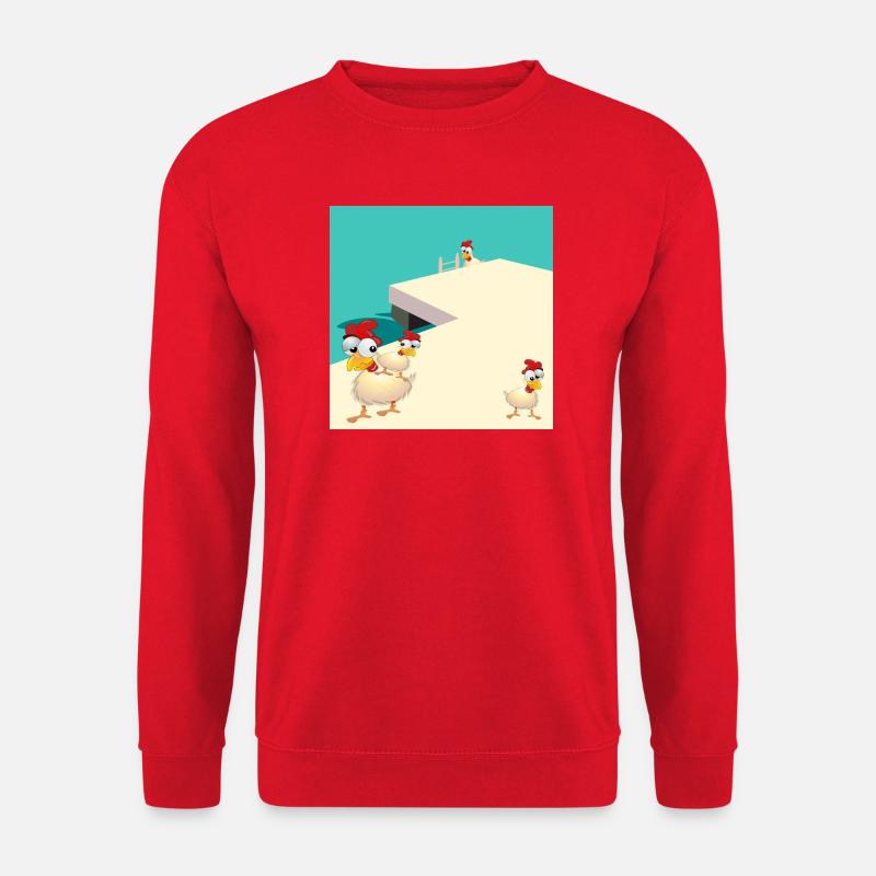 HÜHNER SCHWIMMEN AM SEE - Unisex Pullover - Rot