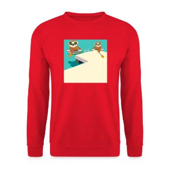 KANU KAJAK FAULTIERE AM BADESTEIG - Unisex Pullover - Rot - Vorne - Alina (178cm) & Michal (187cm)