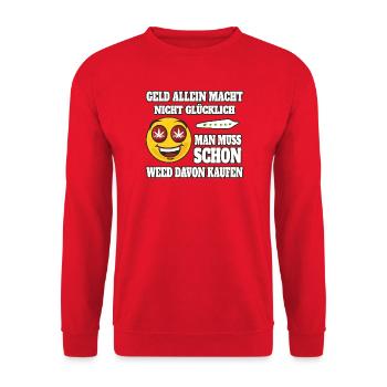 L’argent seul ne rend pas heureux... - Sweat-shirt Unisexe - rouge - Devant - Alina (178cm) & Michal (187cm)