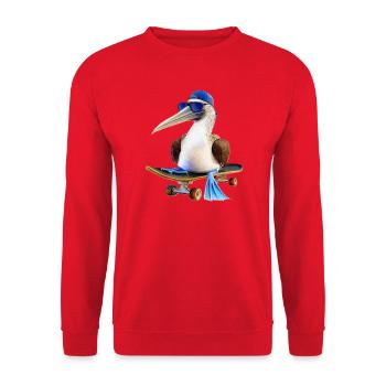Blaufußtölpel Skateboard - Unisex Pullover - Rot - Vorne - Alina (178cm) & Michal (187cm)