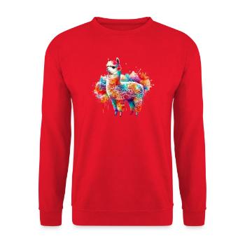Alpaca - Unisex Sweatshirt - red - Front - Alina (178cm) & Michal (187cm)