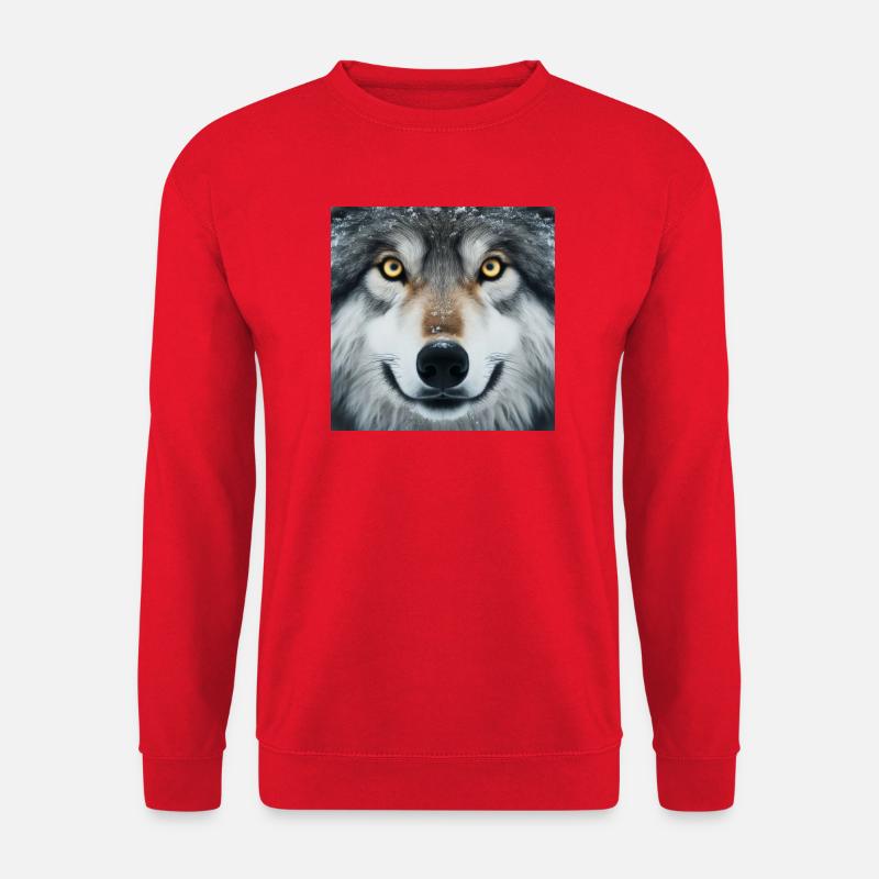 Der Blick des Wolfes - Unisex Pullover - Rot
