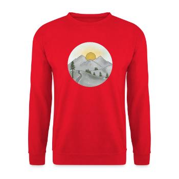 Mountain idyll at sunset in spring - Unisex Sweatshirt - red - Front - Alina (178cm) & Michal (187cm)