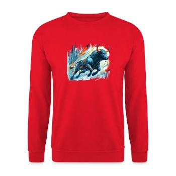 Finance Actions Taureau Taureau Wall Street Cadeau - Sweat-shirt Unisexe - rouge - Devant - Alina (178cm) & Michal (187cm)
