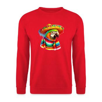 Perroquet mexicain avec poncho et sombrero mexique - Sweat-shirt Unisexe - rouge - Devant - Alina (178cm) & Michal (187cm)