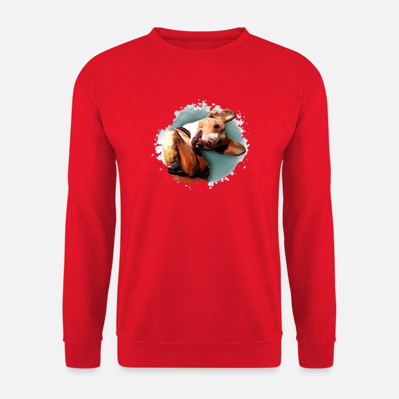 Lustiger Hund Jagdhund khaki - Aquarell Design  - Unisex Pullover - Rot