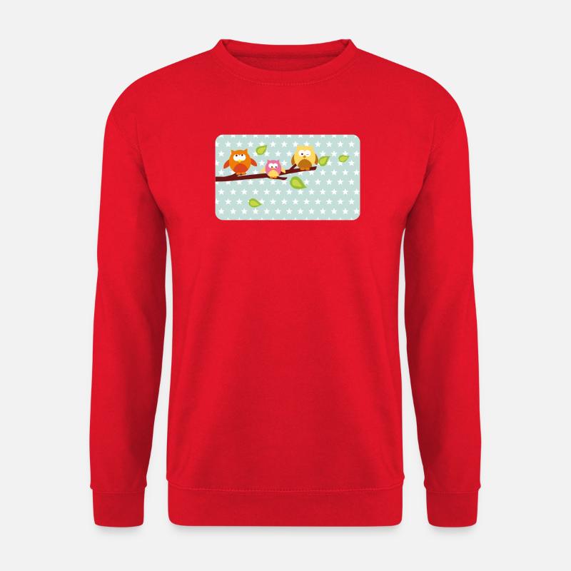 Kleine Eulen mit Sternchen mint | personalisierbar - Unisex Pullover - Rot