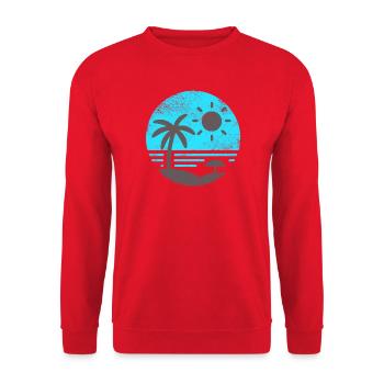 Vintage Plage Bleu Gris - Sweat-shirt Unisexe - rouge - Devant - Alina (178cm) & Michal (187cm)