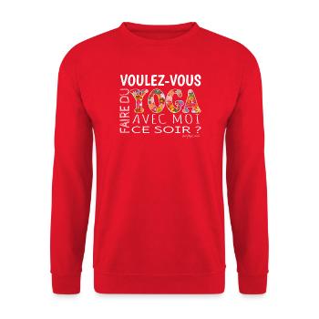 voulez vous faire du yoga avec moi - Sweat-shirt Unisexe - rouge - Devant - Alina (178cm) & Michal (187cm)