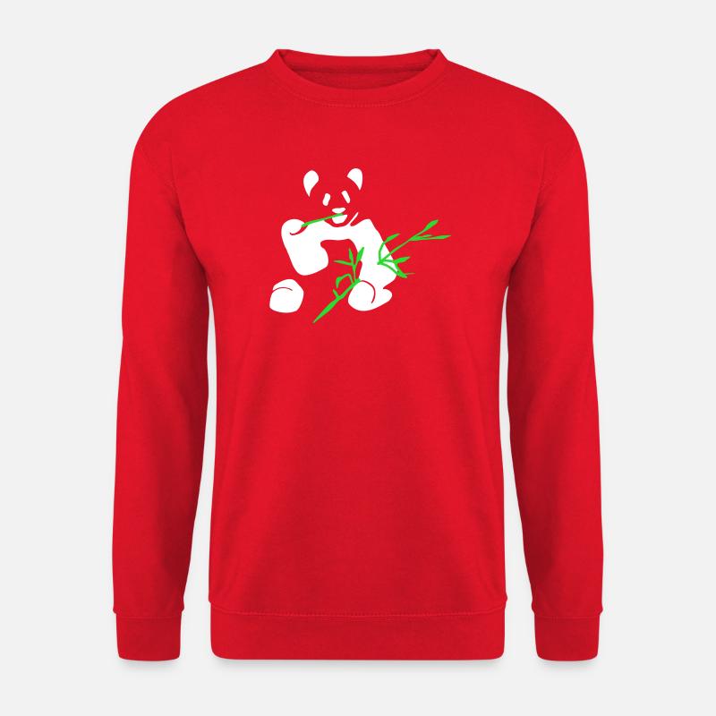 Panda mit Bambus - Unisex Pullover - Rot