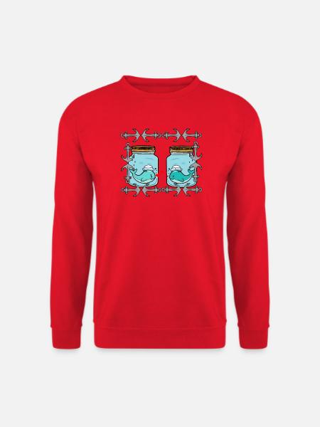Wal Fische Vallentin Liebe Partnerschaft Herzen - Unisex Pullover - Rot