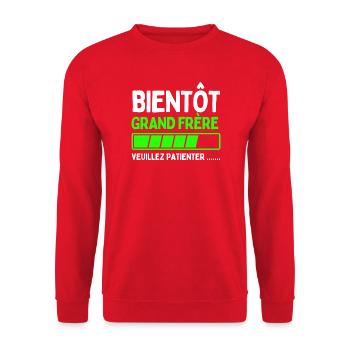 Bientôt grand frère - Sweat-shirt Unisexe - rouge - Devant - Alina (178cm) & Michal (187cm)