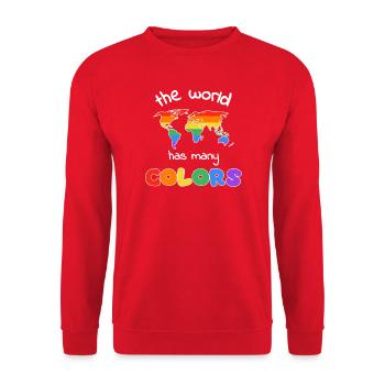 Carte du monde arc-en-ciel de la diversité - Sweat-shirt Unisexe - rouge - Devant - Alina (178cm) & Michal (187cm)