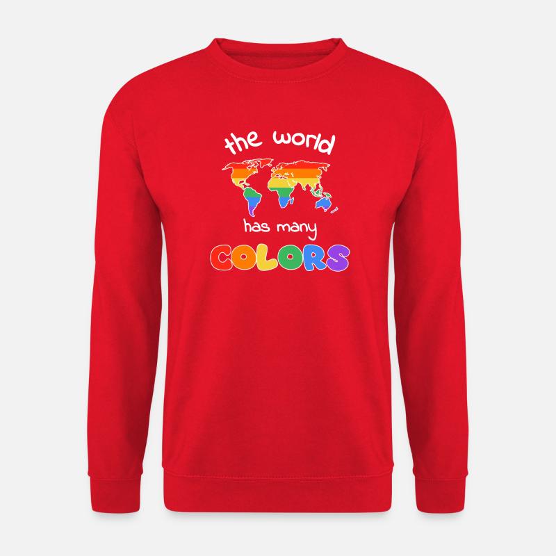 Regenbogenweltkarte der Vielfalt - Unisex Pullover - Rot