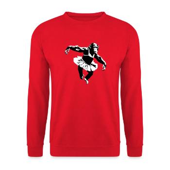 Tanzender Schimpanse - Unisex Pullover - Rot - Vorne - Alina (178cm) & Michal (187cm)
