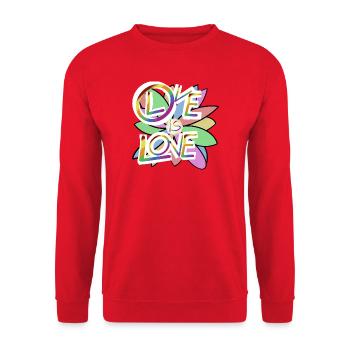 Colorful Hearts and Blossoms Motif - Unisex Sweatshirt - red - Front - Alina (178cm) & Michal (187cm)