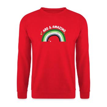 Aromantic and amazing - Unisex Sweatshirt - red - Front - Alina (178cm) & Michal (187cm)
