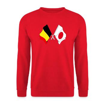 Flag Belgium, flag Japan - Unisex Sweatshirt - red - Front - Alina (178cm) & Michal (187cm)