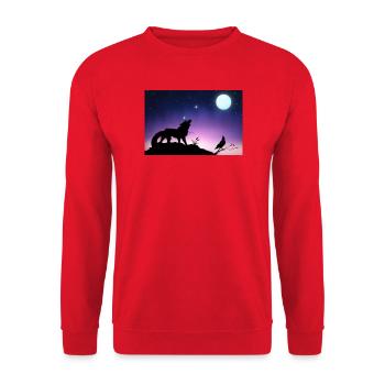 Loup Stellaire et Corbeau sous la Lune - Poster - Sweat-shirt Unisexe - rouge - Devant - Alina (178cm) & Michal (187cm)