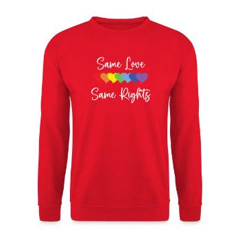 LGBTQ Pride Month - Gleiche Liebe, gleiche Rechte - Unisex Pullover - Rot - Vorne - Alina (178cm) & Michal (187cm)