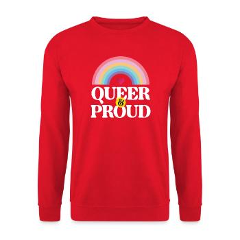 Mois de la fierté LGBT - Queer et fier - Sweat-shirt Unisexe - rouge - Devant - Alina (178cm) & Michal (187cm)