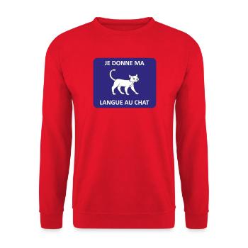 Ich gebe der Katze meine Zunge - Unisex Pullover - Rot - Vorne - Alina (178cm) & Michal (187cm)