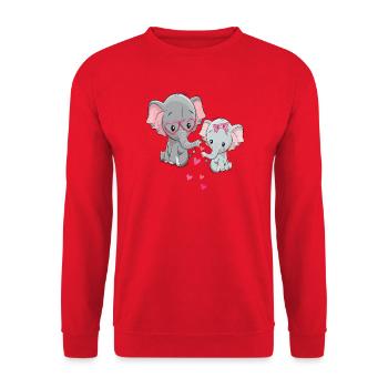Elephants in Love - Unisex Sweatshirt - red - Front - Alina (178cm) & Michal (187cm)