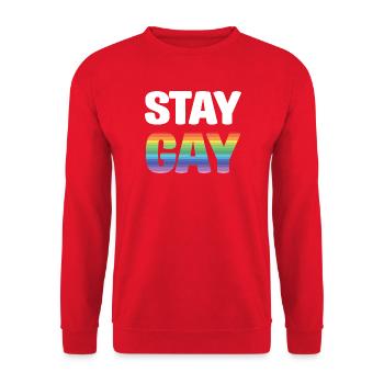 LGBTQ Pride Month - Stay Gay - Unisex Sweatshirt - red - Front - Alina (178cm) & Michal (187cm)