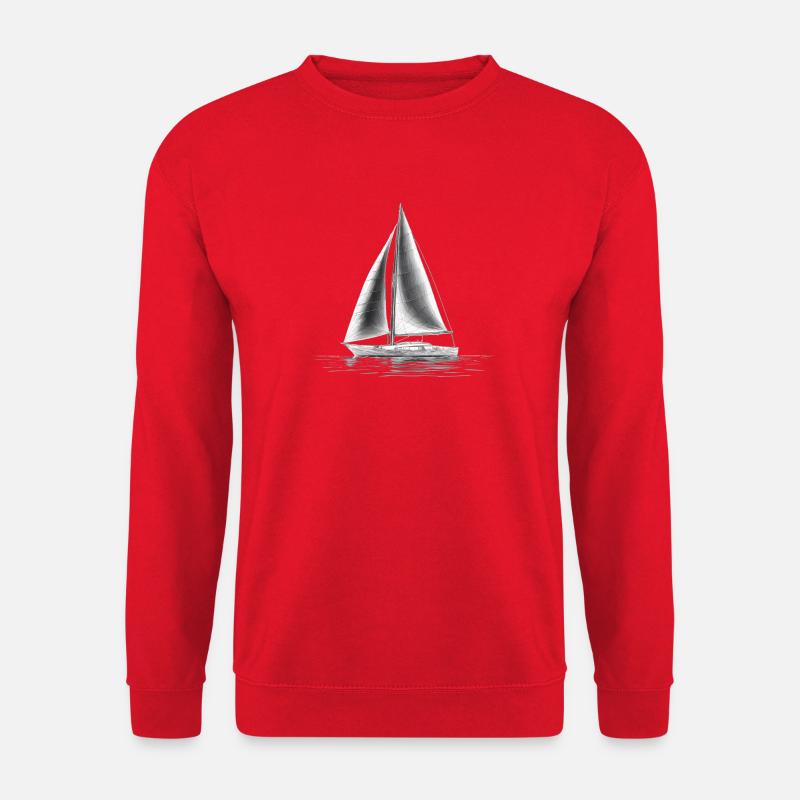 Segelboot Silhouette am Meer - Unisex Pullover - Rot