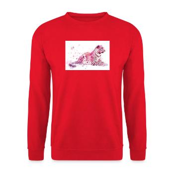 Léoparden rose Aquarelle - Sweat-shirt Unisexe - rouge - Devant - Alina (178cm) & Michal (187cm)