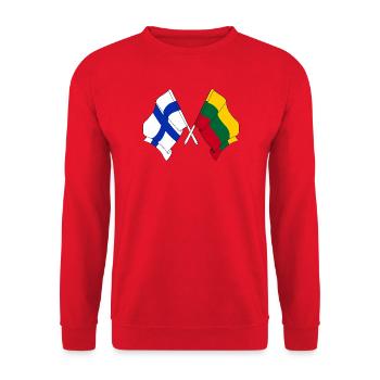 Flagge Finnland, Flagge Litauen - Unisex Pullover - Rot - Vorne - Alina (178cm) & Michal (187cm)