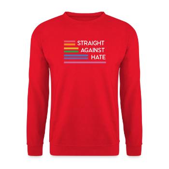 LGBT Pride Month - Direkt gegen Hass - Unisex Pullover - Rot - Vorne - Alina (178cm) & Michal (187cm)