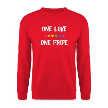 LGBT Pride Month - One Love, One Pride - Unisex Sweatshirt - red - Front - Alina (178cm) & Michal (187cm)