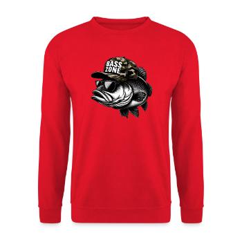 gestreifte Basszone - Unisex Pullover - Rot - Vorne - Alina (178cm) & Michal (187cm)