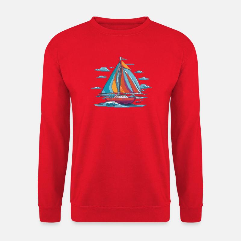 Bunter Pixelsegler - Unisex Pullover - Rot