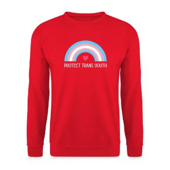 LGBT Pride Month - Protect Trans Youth - Unisex Sweatshirt - red - Front - Alina (178cm) & Michal (187cm)