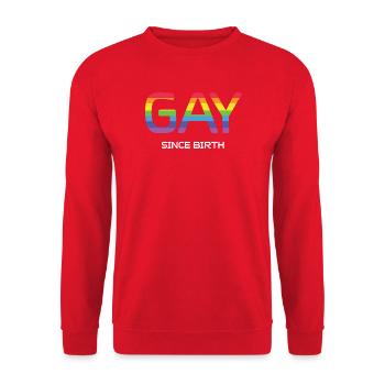 Mois de la fierté LGBT - Gay depuis la naissance - Sweat-shirt Unisexe - rouge - Devant - Alina (178cm) & Michal (187cm)