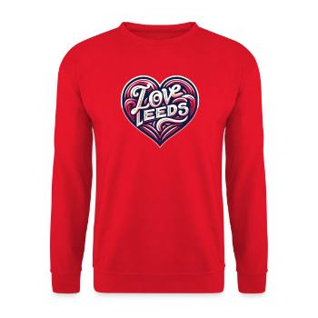 I love Leeds - Unisex Sweatshirt - red - Front - Alina (178cm) & Michal (187cm)