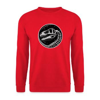Black and white dinosaur skeleton for dinosaur fans - Unisex Sweatshirt - red - Front - Alina (178cm) & Michal (187cm)