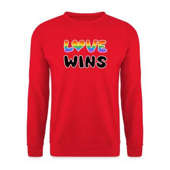 Love wins in rainbow design - Unisex Sweatshirt - red - Front - Alina (178cm) & Michal (187cm)