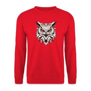 Geometric Owls Head Polygons Motif - Unisex Sweatshirt - red - Front - Alina (178cm) & Michal (187cm)