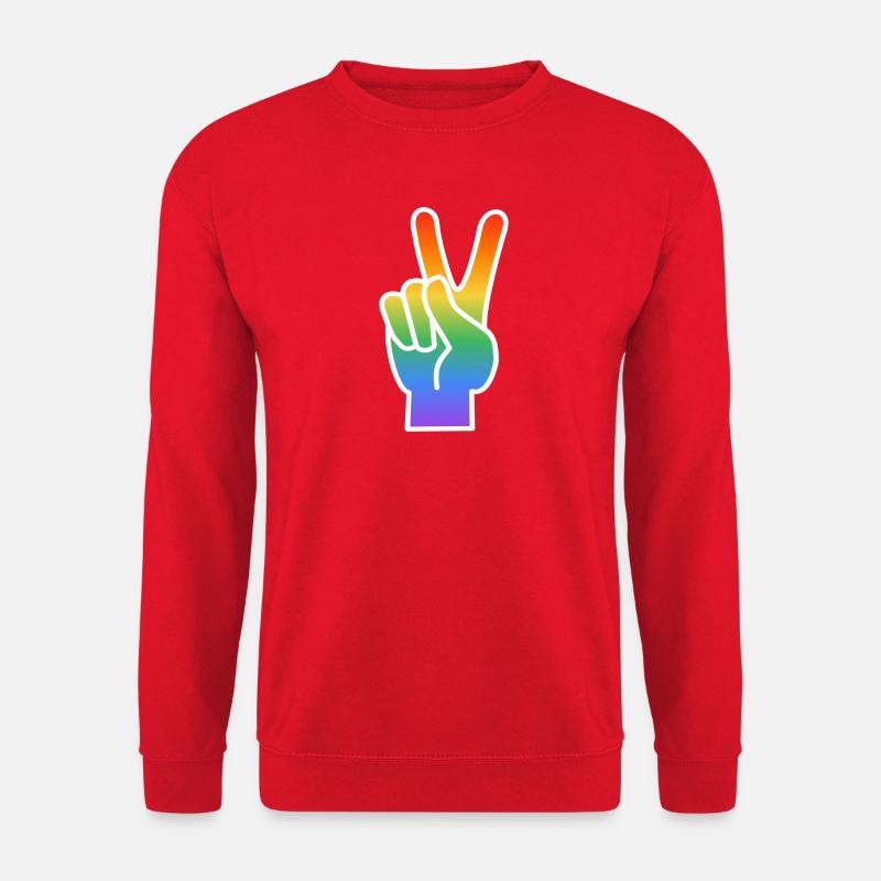 Rainbow Peace Hand Sign - Unisex Sweatshirt - red