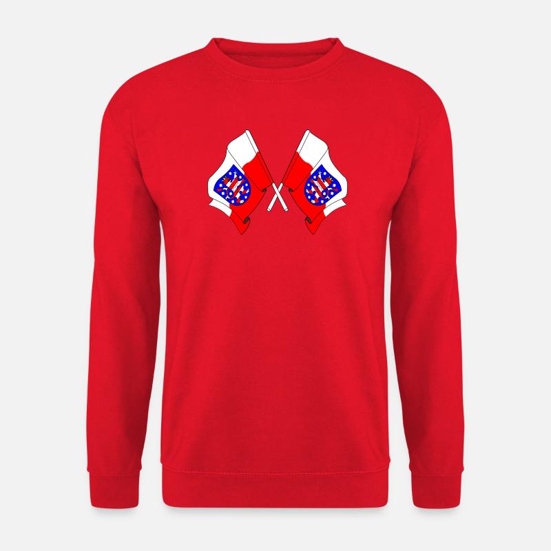 Deux drapeaux traversent la Thuringe - Sweat-shirt Unisexe - rouge