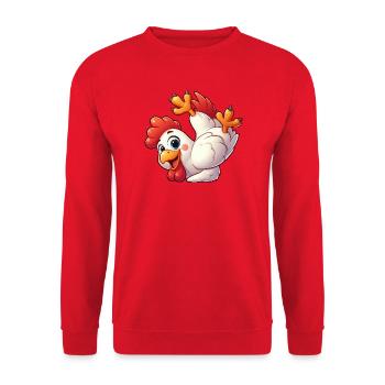Chicken Hen Rooster Handstand Headstand Acrobatics - Unisex Sweatshirt - red - Front - Alina (178cm) & Michal (187cm)