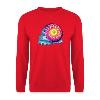 kunstvolle bunte Schnecke in leuchtenden Farben - Unisex Pullover - Rot - Vorne - Alina (178cm) & Michal (187cm)