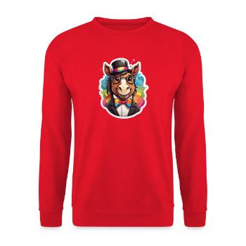 Rainbow Esel Gentleman - Unisex Pullover - Rot - Vorne - Alina (178cm) & Michal (187cm)